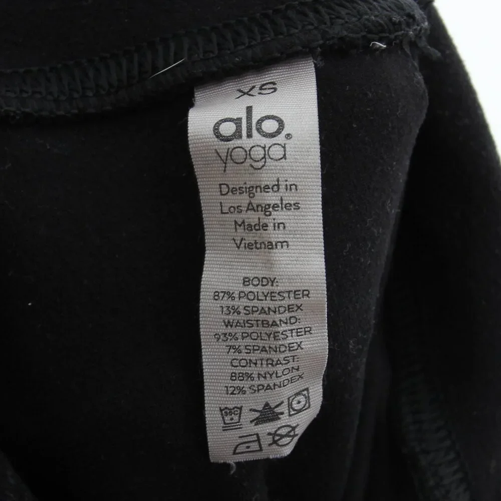 ALO Yoga 7/8 High-Waist AloSoft Sheila Legging Black Gray High Rise Stripe Sz XS